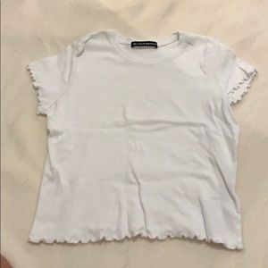 Brandy Melville White crop top with ribbed edges